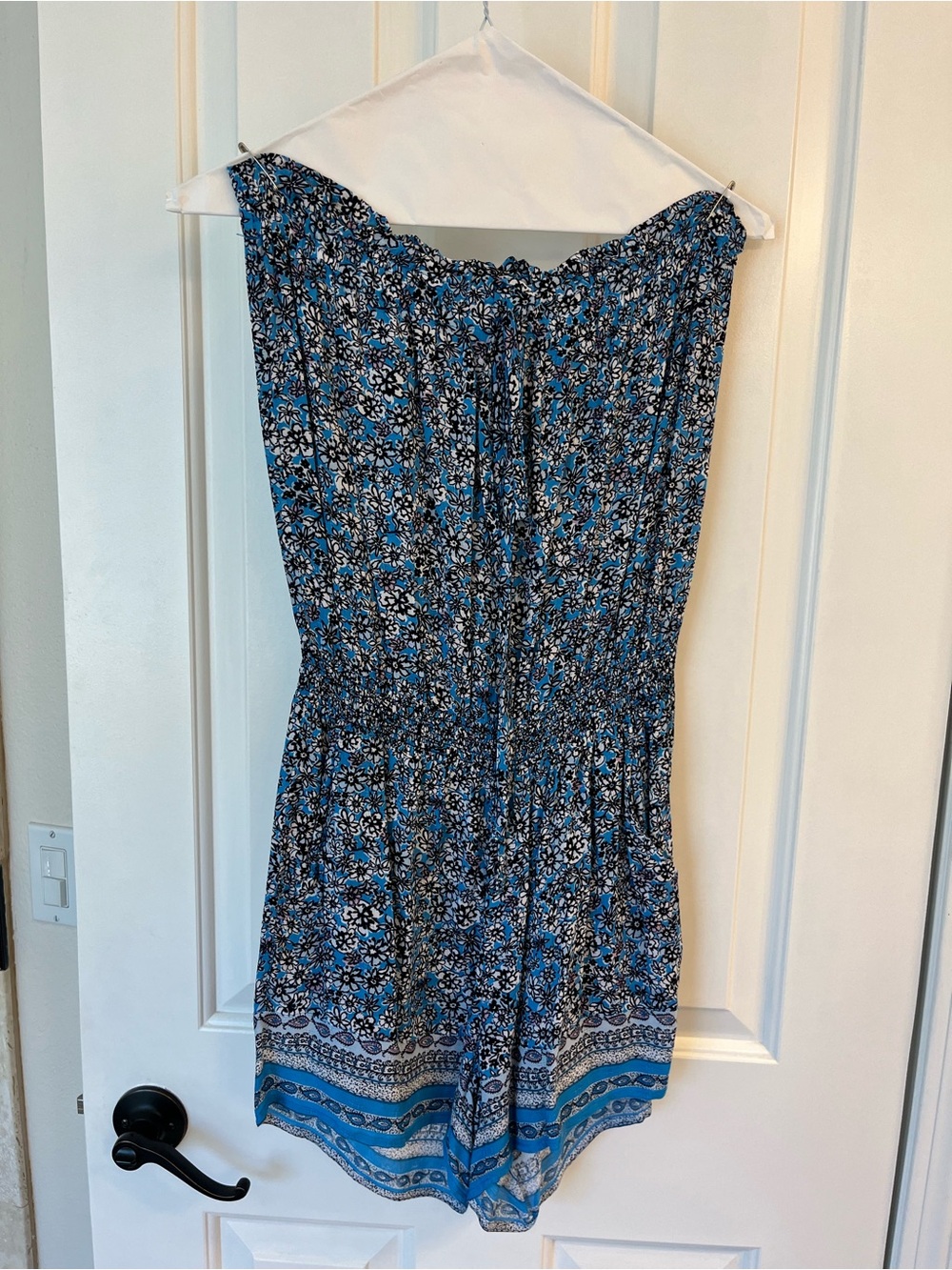 LOFT Beach Blue Floral Strapless Romper size XS